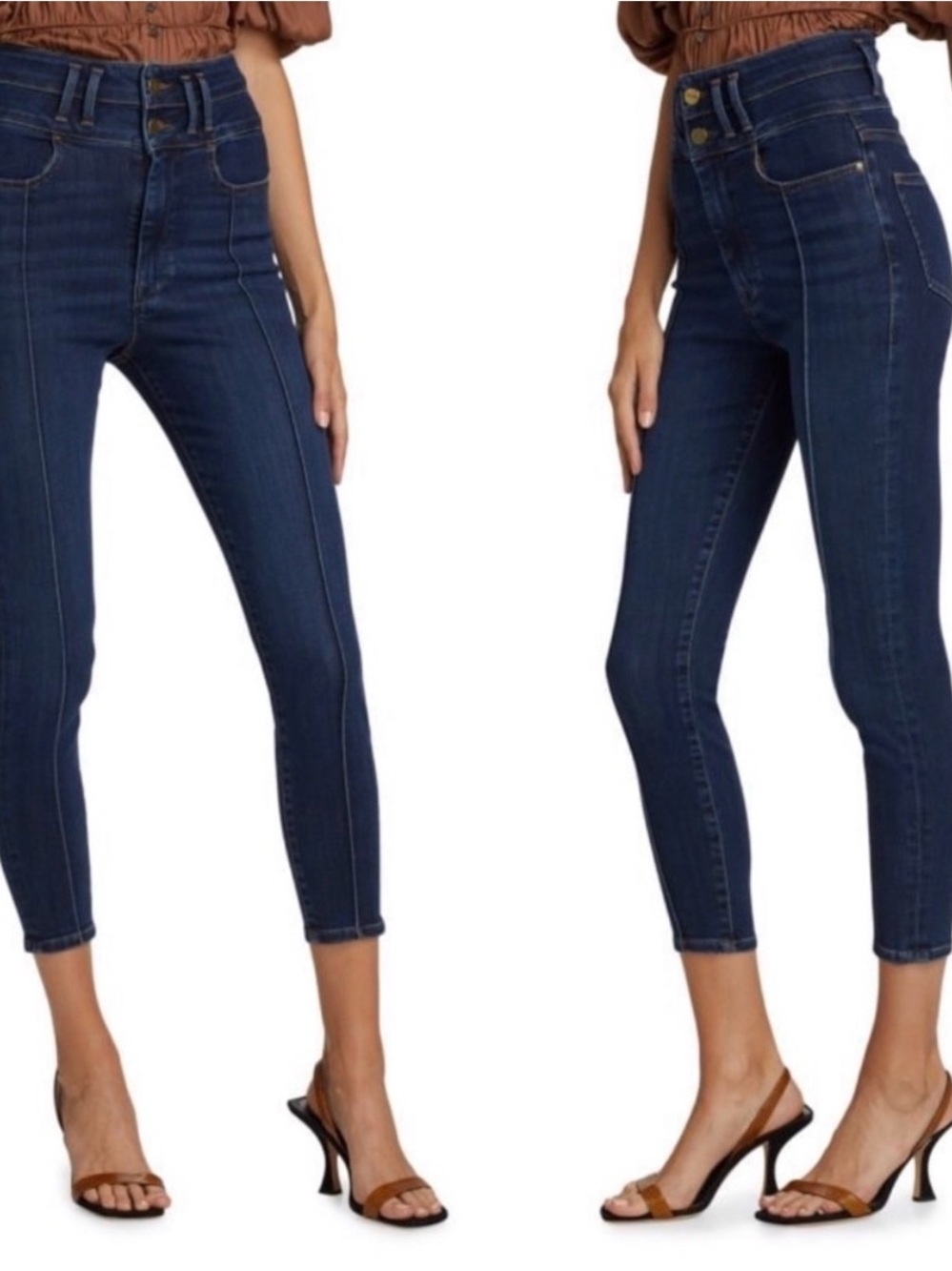 Frame Denim High-Rise Dark Indigo Ankle Skinny Jeans